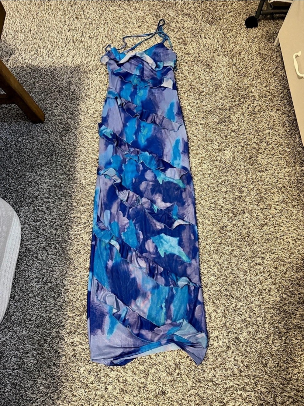 Blue & Purple Backless Maxi Dress